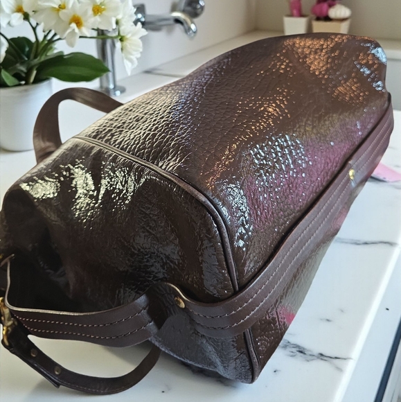 Marc By Marc Jacobs Totally Turnlock Teri Brown Patent Leather Shoulder Bag - Picture 7 of 14